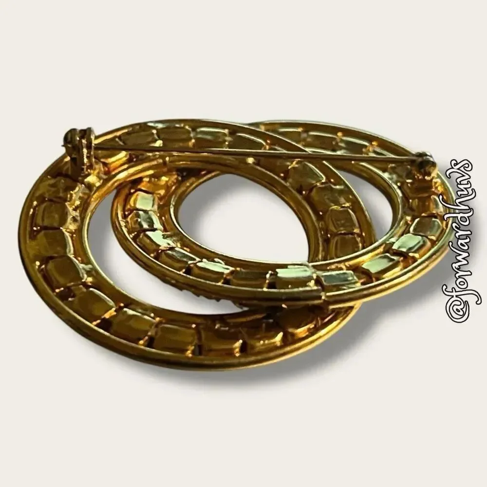 Vintage Gold Brooch with White “Stones”